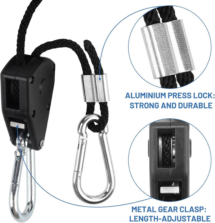 LALAGO 8 Stück Ratchet Hanger,Einstellbare Seil Seilhaken Ratsche Seilratsche 2M,1/8 Zoll Seilaufhän