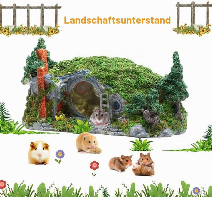 OMEM Hobbit-Haus,Aquarium Dekoration Höhle,für Fisch Tank,NatüRlicher Lebensraum Ornament für Aquari