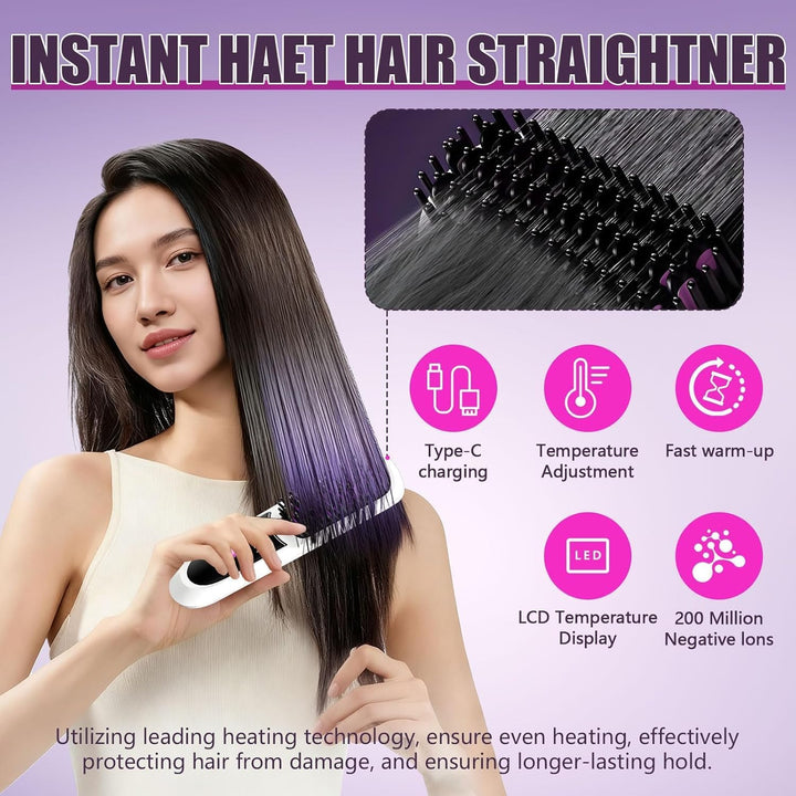 Glättbürste Kabellos - Kabellose Haarglättbürste, Verbesserte Tragbare Styling-Bürste – Wiederauflad