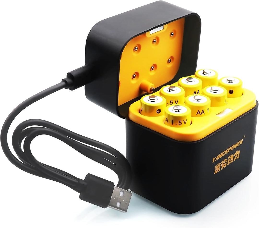 Wiederaufladbare Akkus 8 Stück 1,5V 4000mWh, AA Akku mit Ladegerät AA Aufbewahrungsbox, 1600+ Zyklen