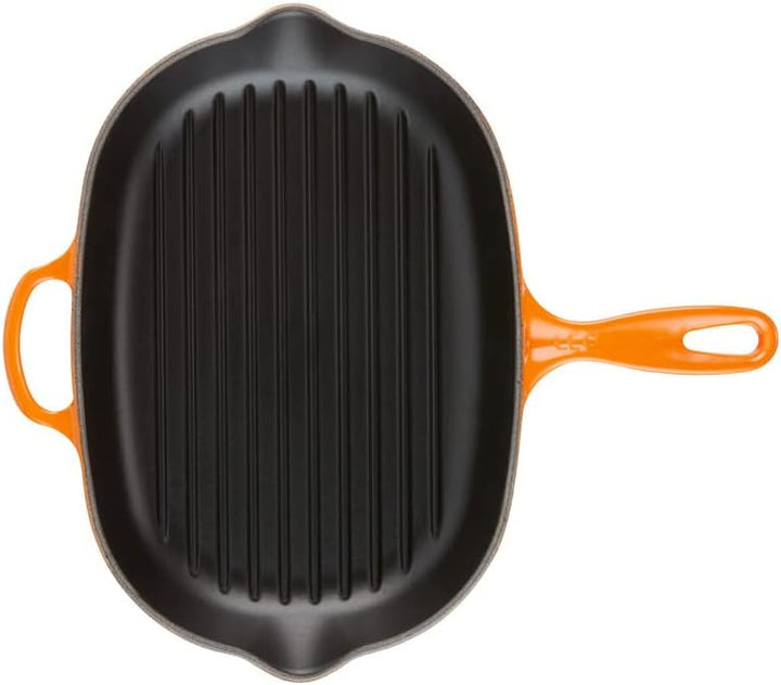 Le Creuset Signature Ovale Grillpfanne aus Gusseisen, mit Hilfsgriff und zwei Ausgiessern, für alle
