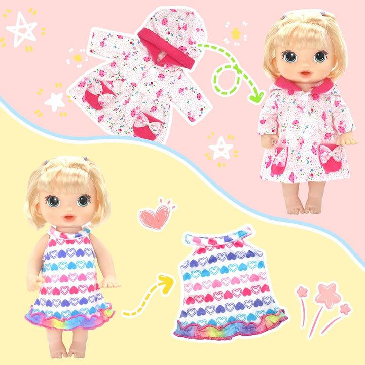 6 Sets Puppenkleidung, 30-35cm Puppenkleider Babypuppe Spielzeit Outfits mit 6 Aufhänger, 12-14 Zoll