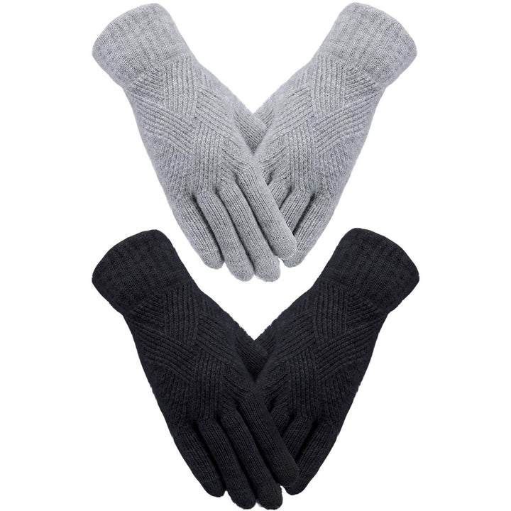 SATINIOR 2 Paar Damen Winterhandschuhe Gestrickte Touchscreen Finger Doppelschichtige Elastische Han