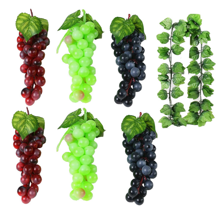 通用 7 Stück Künstliche Trauben Deko, Gefälschte Trauben, für Kuenstliche Weinrebe Obst Fuer Heim Gart