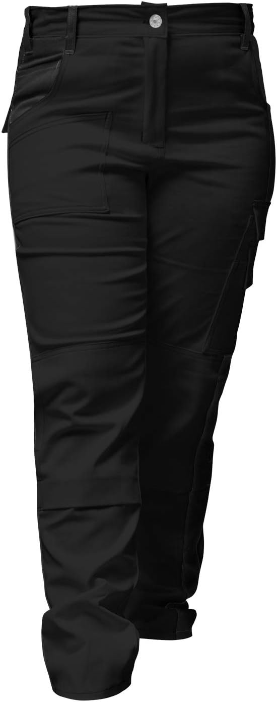strongAnt Damen Arbeitshose komplett Stretch für Frauen Bundhose mit Kniepolstertaschen Schwarz Grau