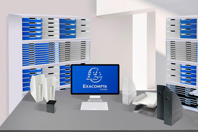 Exacompta 310003D Premium Ablagebox mit 4 Schubladen für DIN A4+ Dokumente. Belastbare Schubladenbox