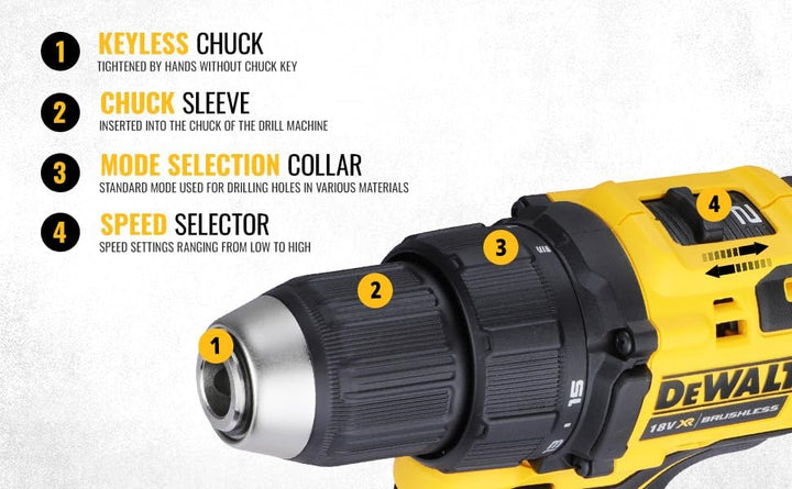 DEWALT DEWDCD708N DCD708N XR Bürstenloser Kombi-Bohrer, 18 V, blanke Einheit, Schwarz-Gelb