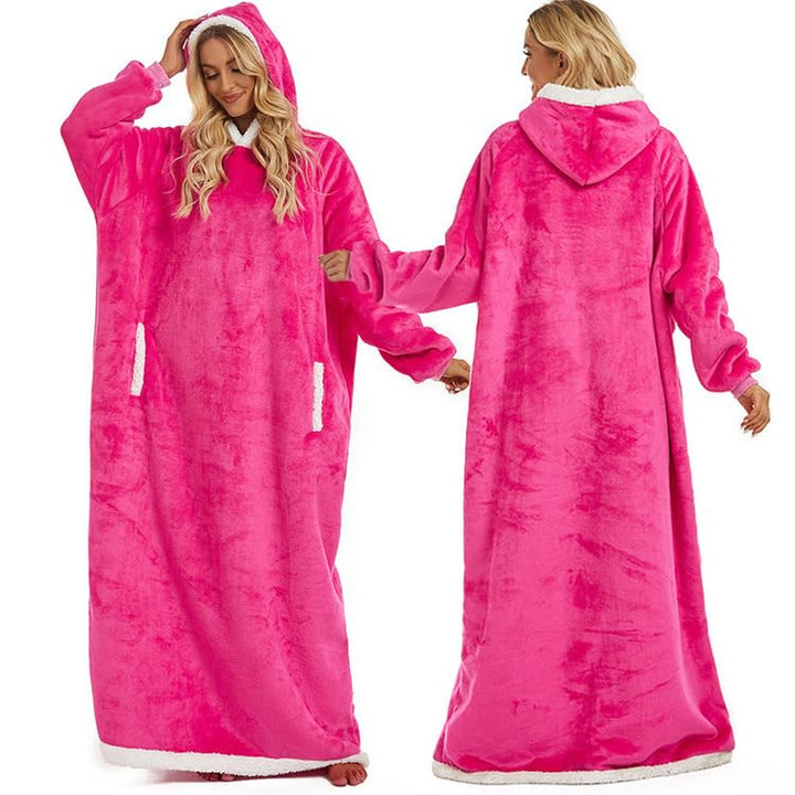 Decke mit Ärmeln und Kapuze Hoodie Decke Erwachsene Ärmeldecke Weich Warm Kuscheldecke mit Ärmeln (R