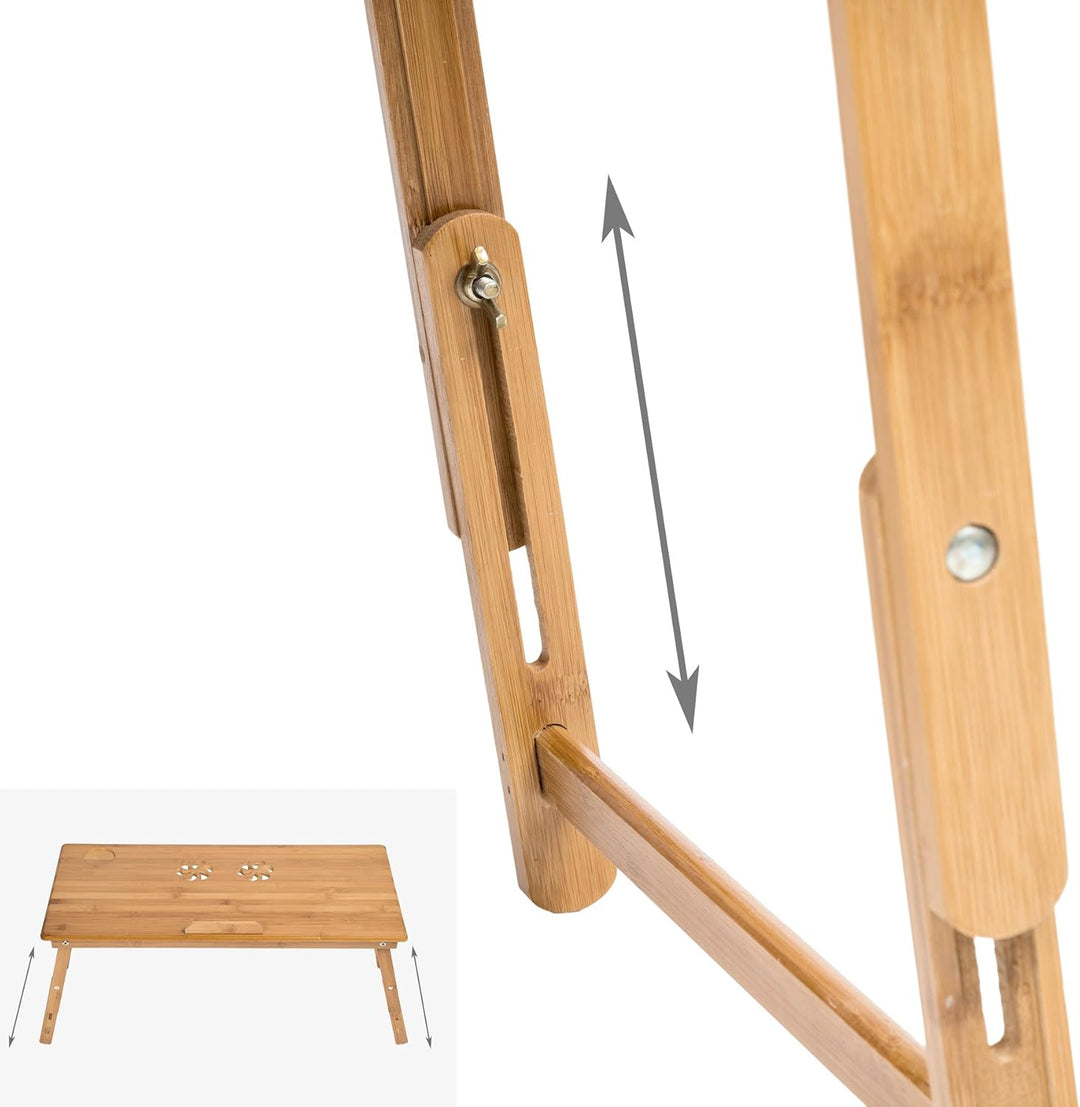 TecTake Laptoptisch Notebooktisch Betttisch faltbar klappbar höhenverstellbar aus Bambus - Diverse M
