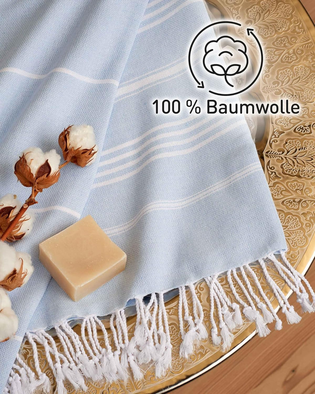Fit-Flip Hamamtuch aus 100% Baumwolle – saugfähig und schnelltrocknend – türkisches Saunatuch, Stran