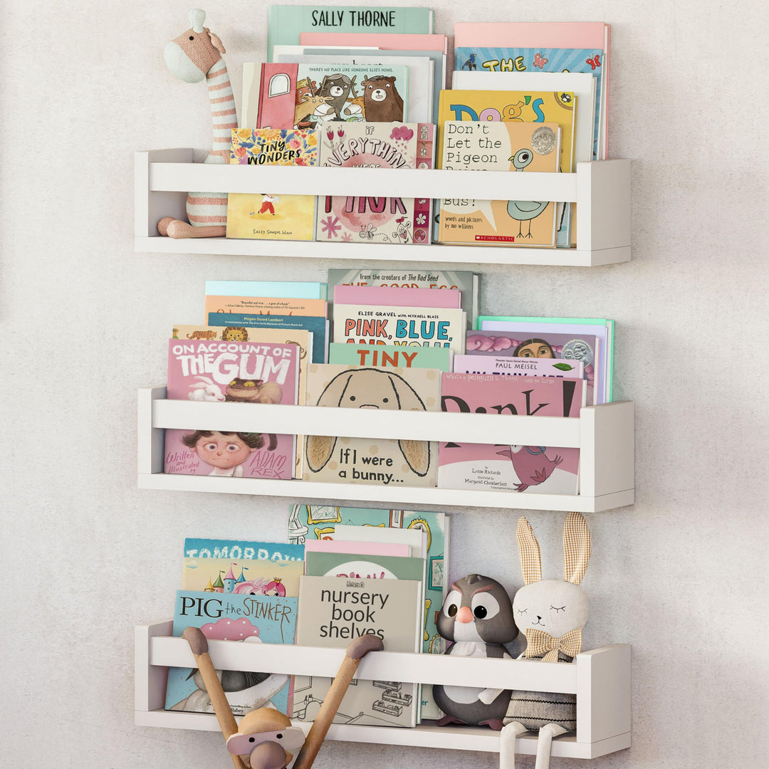 NATURE SUPPLIES Bücherregal Kinder, 3er-Set, Regal Kinderzimmer, Wandregal Kinderzimmer, ideal für B