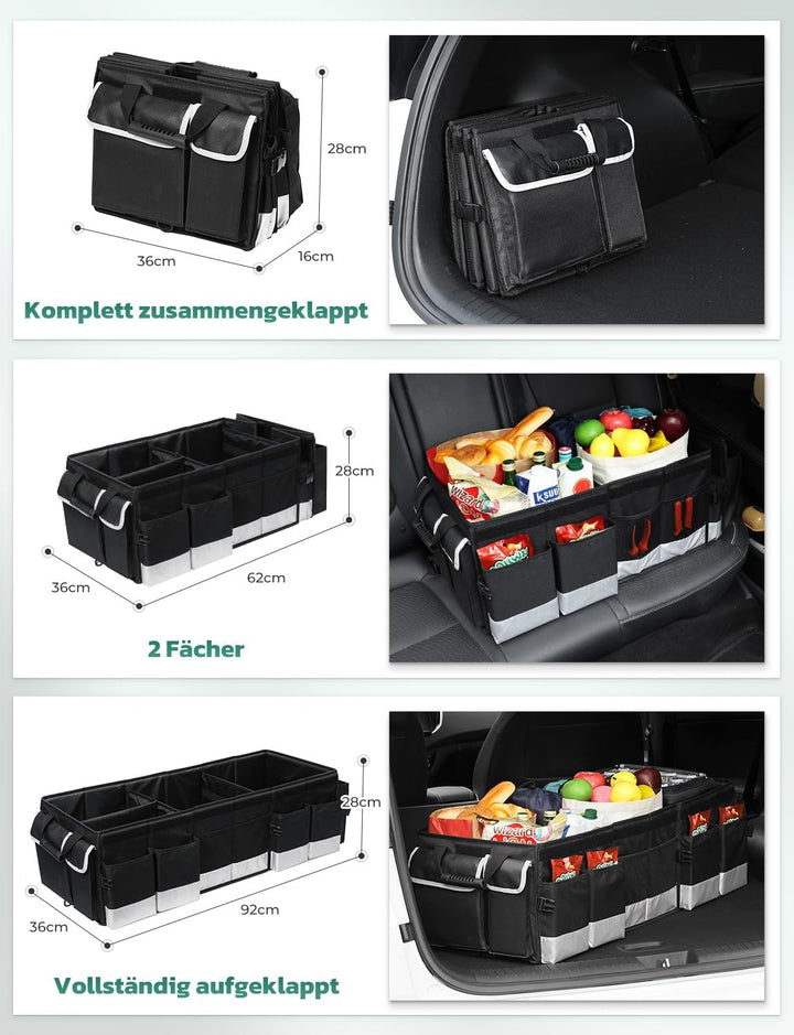 Oasser Kofferraum Organizer faltbar 95L mit integrierter 20L Kühltasche und Deckel Auto Organizer 50