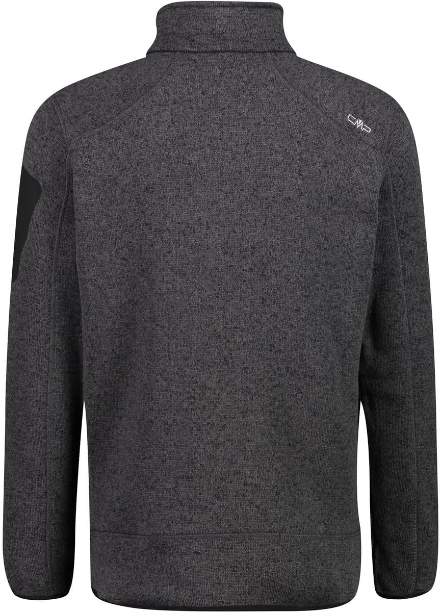 CMP Herren Knit tech mélange Fleece Jacket Fleecejacke 54 Nero-glacier, 54 Nero-glacier