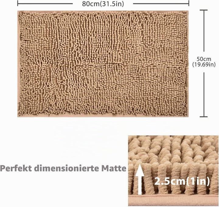FCSDETAIL rutschfeste, Hochflor Badteppiche 50 x 80 cm, Maschinenwaschbare Badematte, Badvorleger mi
