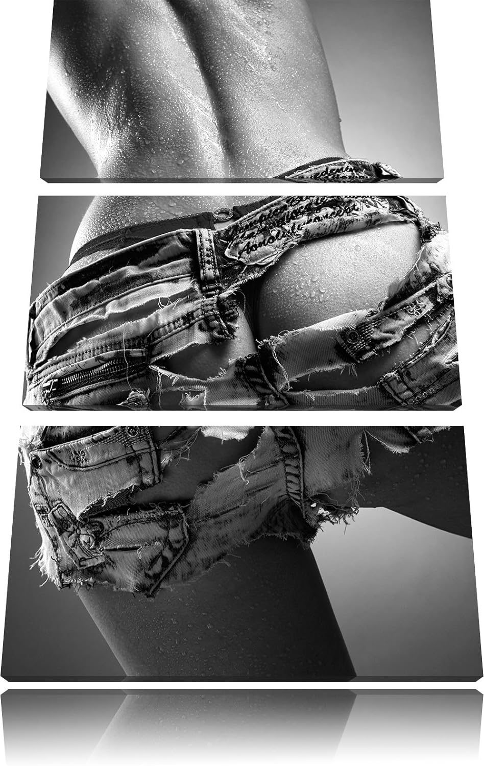 Pixxprint sexy Frauenhintern in Hotpants als Leinwandbild/Grösse: 3 Teilig (120x80) cm/Wandbild/Kuns