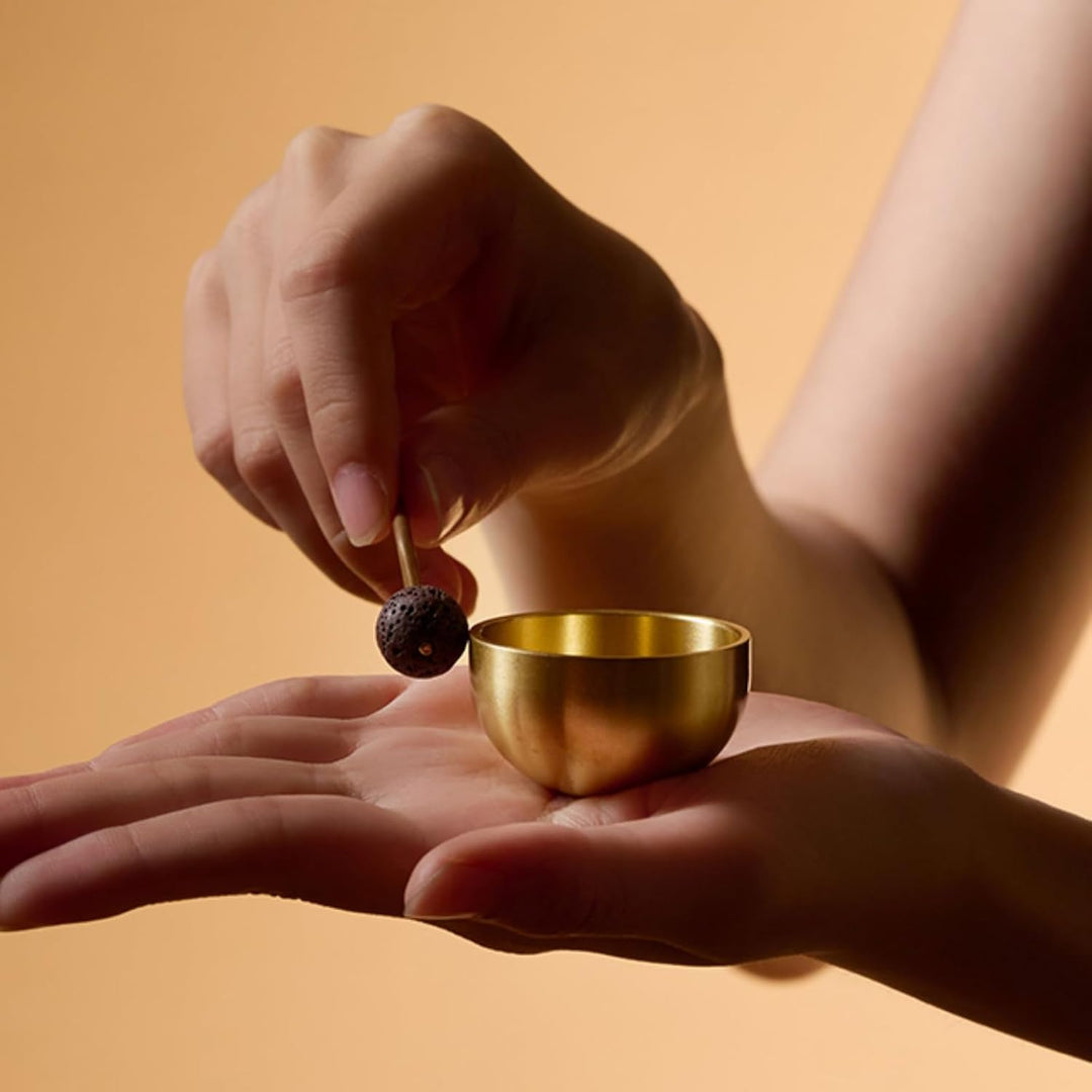 Tibetische Klangschale Set Klein, 3 Stück Mini Klangschalen Set Handgefertigt mit Messingklöppel & K