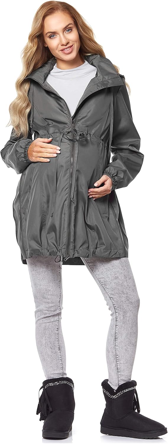 Be Mammy Damen Parka Übergangsjacke Herbstjacke Umstandsjacke BE20-213 42 Grau, 42 Grau