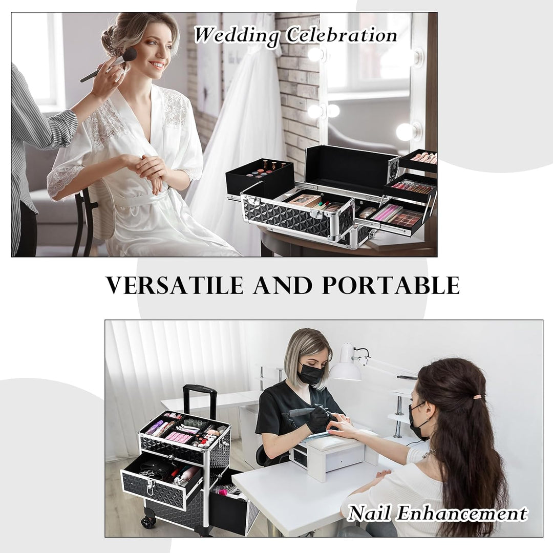 Kosmetik Trolley mit Schubladen Kosmetikkoffer Make up Koffer Professioneller Schminkkoffer Friseurk