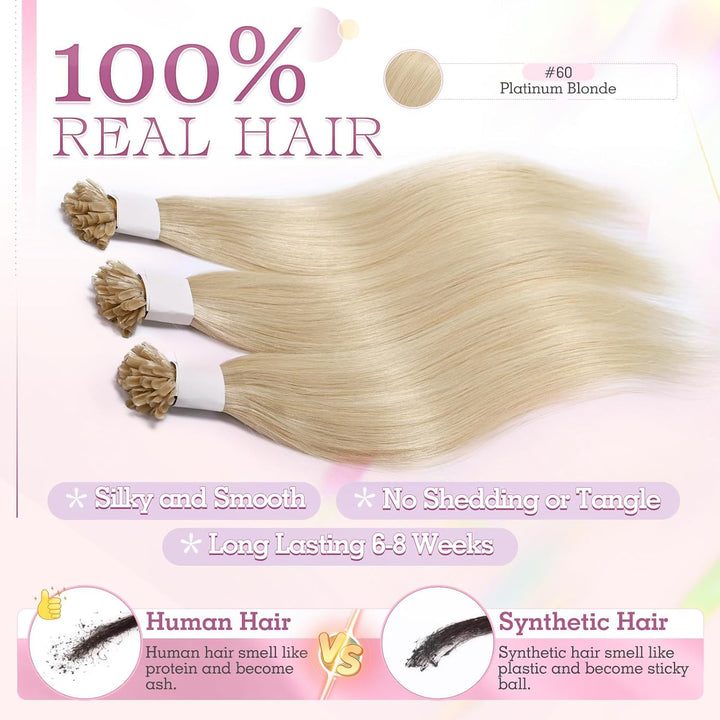 Elailite Echthaar Extensions Bonding Haarverlängerung 35cm U-tip Fusion Haar Extension Glatt 25 Strä