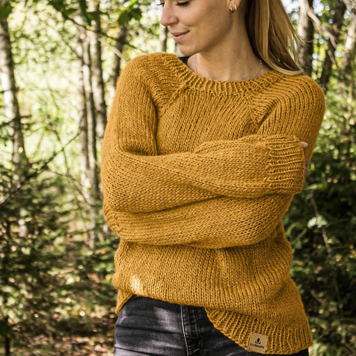 myboshi Strickset Raglanpullover Ontario, Strickset für Anfänger, inkl. Alpaca Wolle, Nadel und Anle