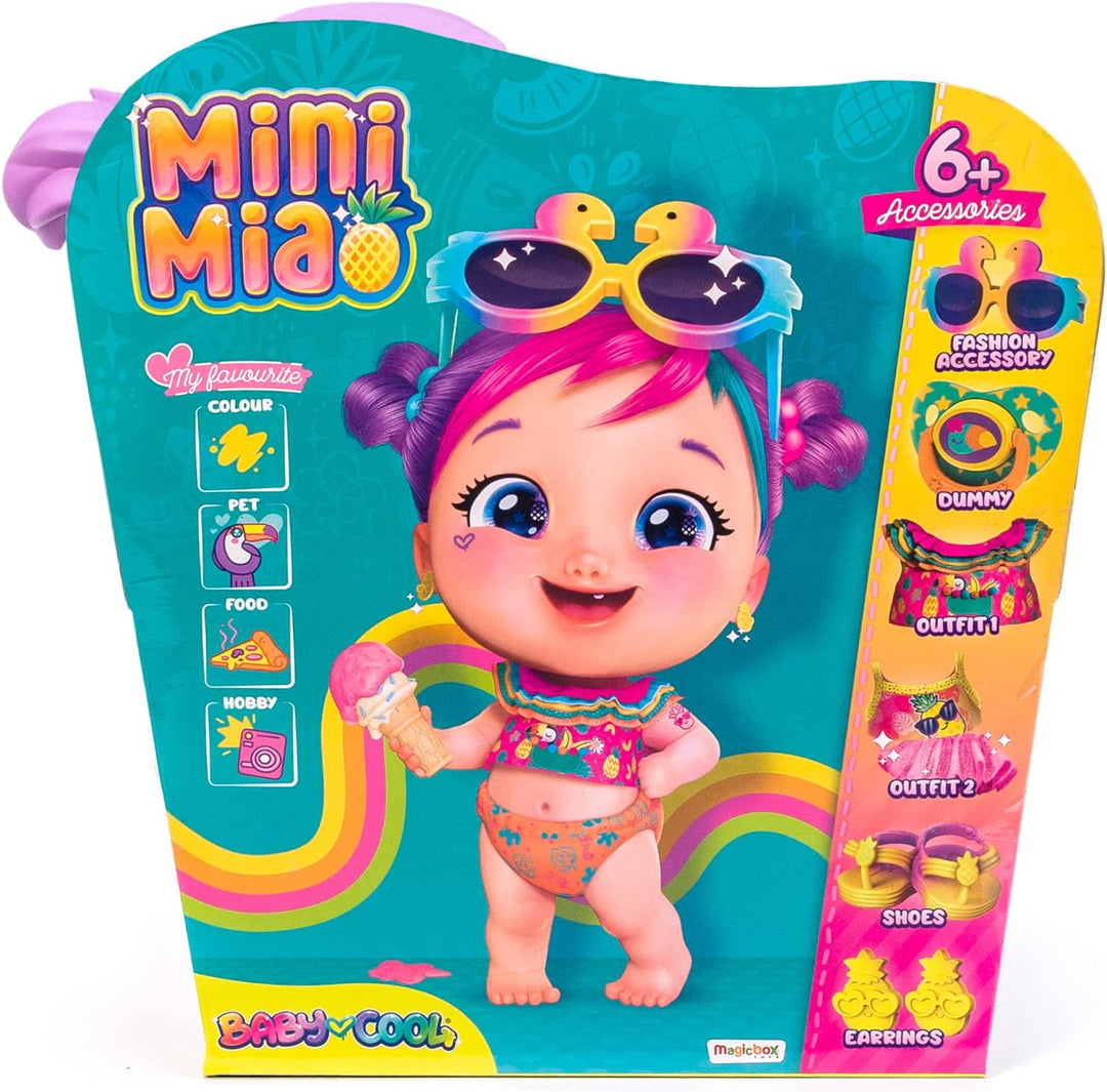 Baby Cool Mini MIA – Puppe mit Kleidung, Schuhen und exklusiven Accessoires, bunter und tropischer S