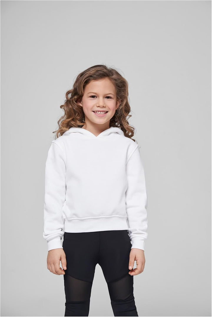 Build Your Brand Mädchen By113-girls Cropped Sweat Hoody Hooded Sweatshirt (1er Pack) 158-164 Weiss,