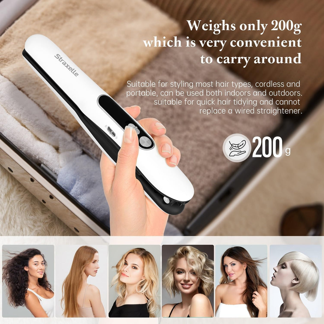 Mini Glätteisen Kabellos mit 5000mAh, 2 in 1 Glätteisen Locken und Glätten, 175°C-215°C 3 Einstellba