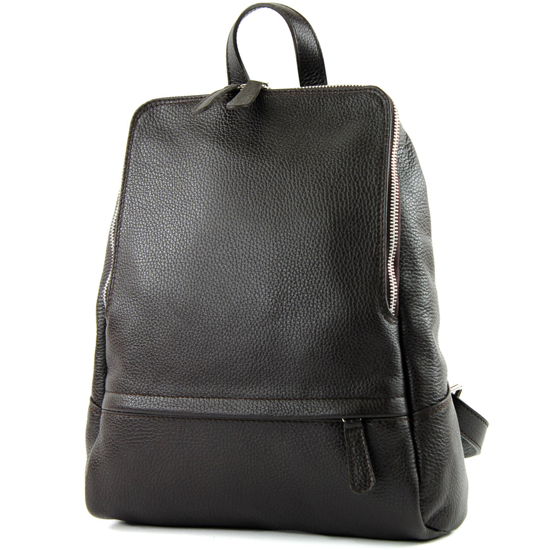 modamoda de - T138 - ital Damen Rucksacktasche aus Leder Dark Chocolate2021, Dark Chocolate2021
