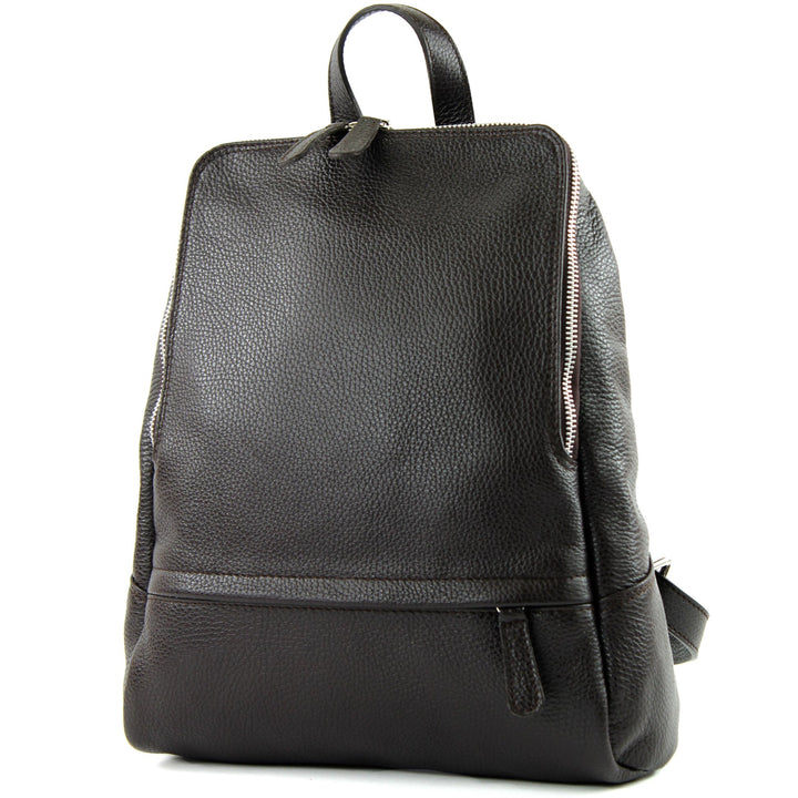 modamoda de - T138 - ital Damen Rucksacktasche aus Leder Dark Chocolate2021, Dark Chocolate2021