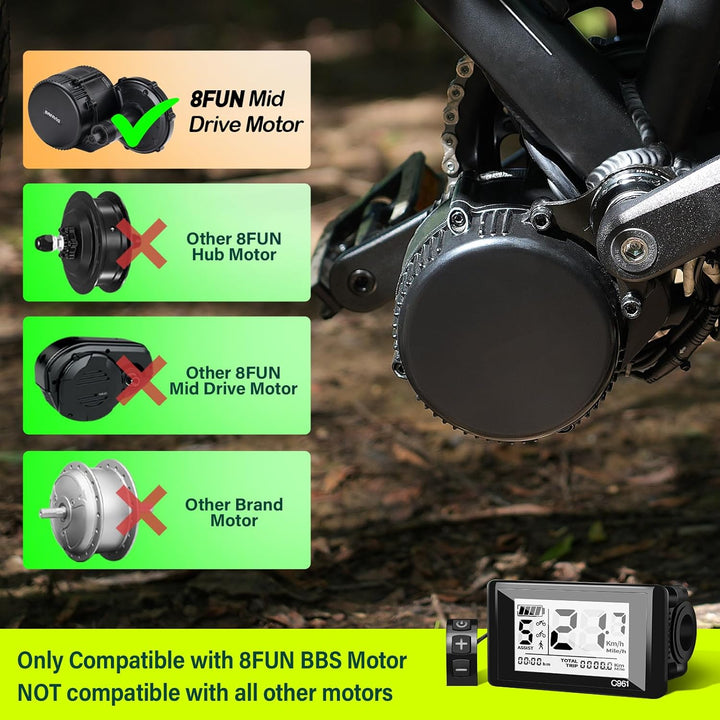 Ebike Display C961 für BAFANG BBS01B BBS02B BBS HD Mittelmotor, Elektrofahrrad Display Messgerät Bed