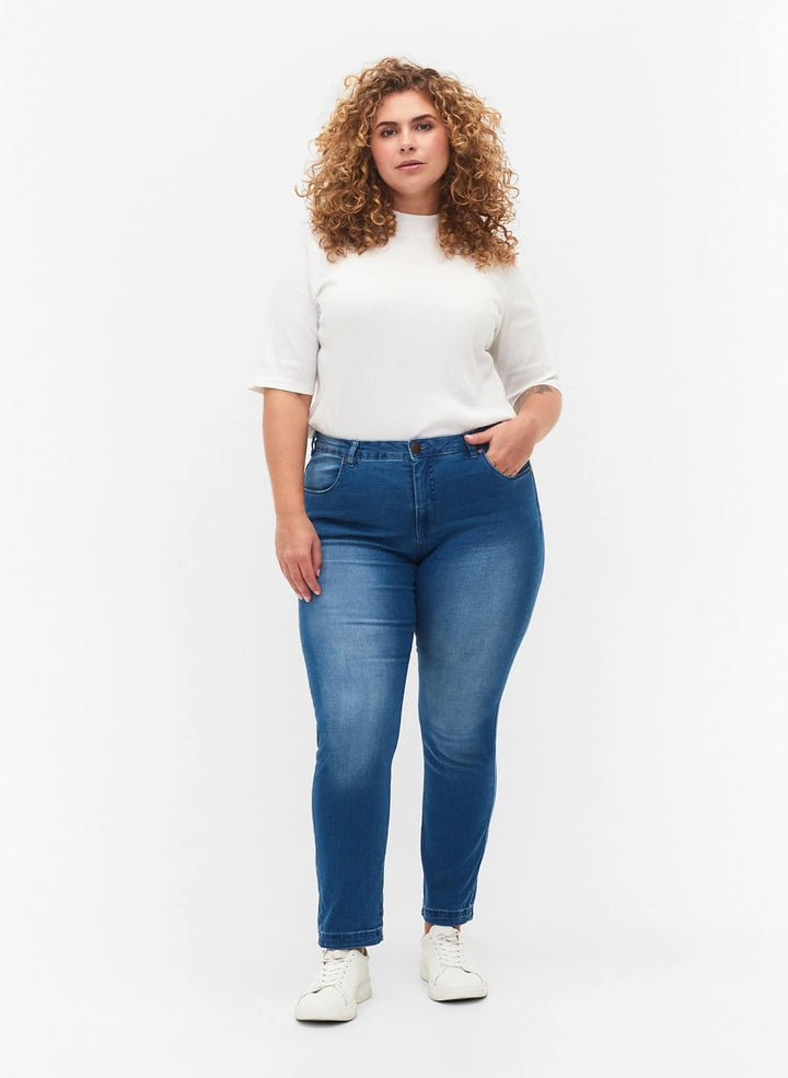 Zizzi Emily Jeans Damen Grosse Grössen - Slim Fit Damenjeans mit Normaler Taillenhöhe/Mid Waist - Pl