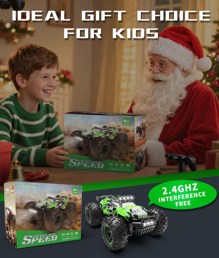 Carox Ferngesteuertes Auto,2.4 GHz 26 km/h RC Auto,1:18 Off Road Monstertruck mit Scheinwerfer und F