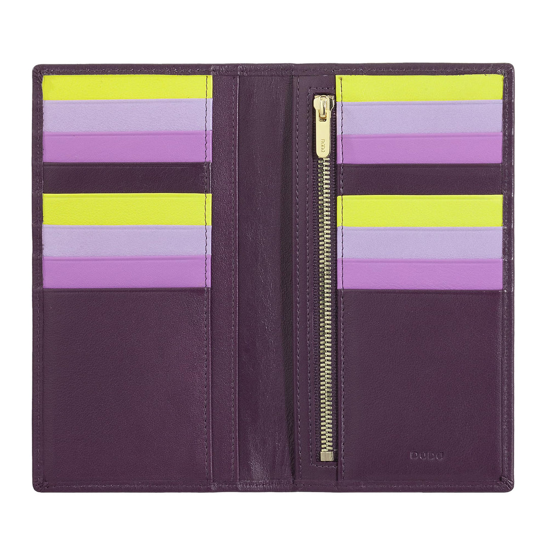 DUDU Brieftasche RFID-Schutz aus Leder bunt Gross mit 16 Karten-Fächern Deep Purple, Deep Purple