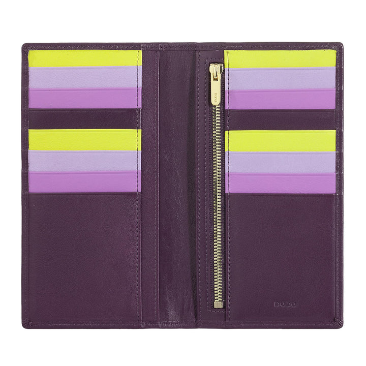 DUDU Brieftasche RFID-Schutz aus Leder bunt Gross mit 16 Karten-Fächern Deep Purple, Deep Purple