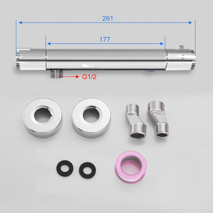 KEOKBON Duschthermostat mit Sicherheitstaster 38℃, Aufputz Thermostat Duscharmatur, Dusche mit Konst