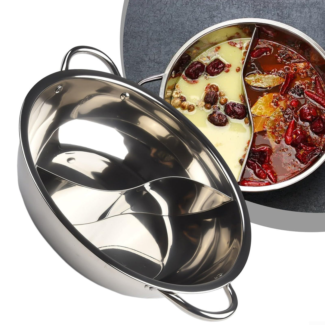 Shabu Topf, Doppelflavor 28 cm,hotpot hot Pot Topf Edelstahl,shabu shabu Topf Shabu Hot Pot mit Tren