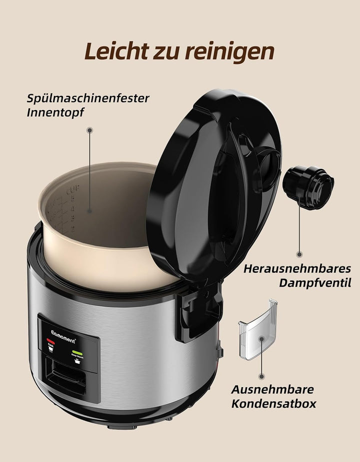 Eamoment DRC-5020SL 1L | 400W Reiskocher &amp; Dampfgarer(1ltr-5 Tassen) Für 1-5 Personen Schnelles Koch