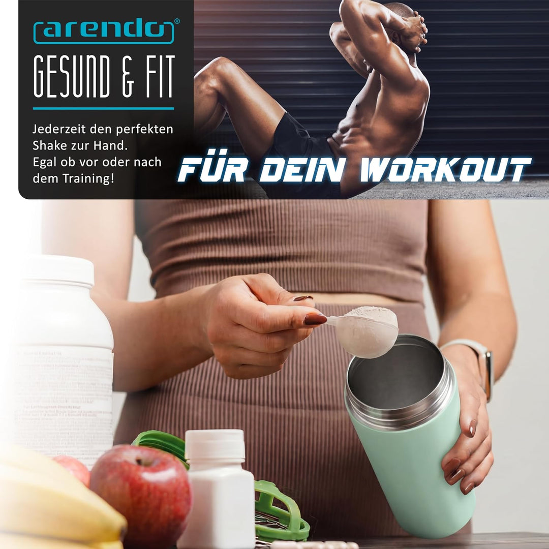 Arendo - Edelstahl Trinkflasche mit Mix kugel, 750ml, Edelstahl Mix Ball, Spülmaschinen geeignet, Ed