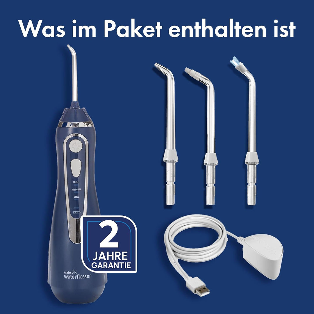 Waterpik Kabellose Munddusche Advanced, 4 Aufsätze, Druckbereich 3,1 bis 5,2 bar, 3 Druckeinstellung
