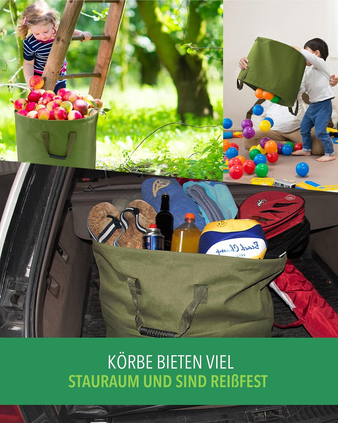 Benz Garden Garten-Abfallsack - Faltbarer Laub-Sack aus robustem Leinengewebe - Schwerlast-Gartensac
