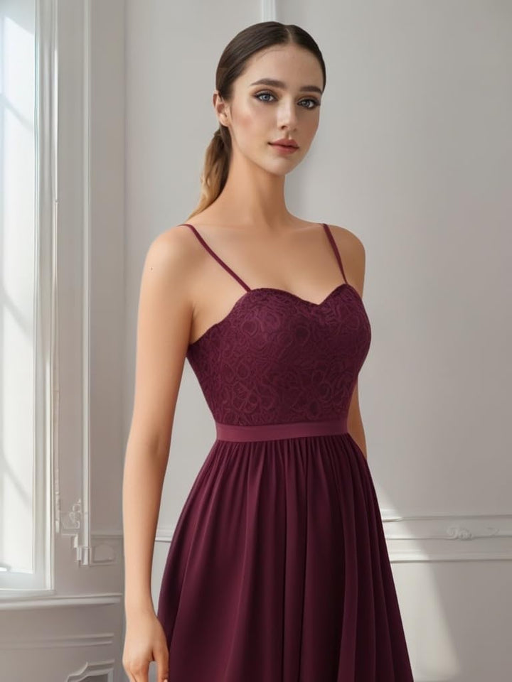 DRESSTELLS Damen Abendkleider Elegant für Hochzeit Brautjungfernkleider Lang Chiffon Brautjungfernkl