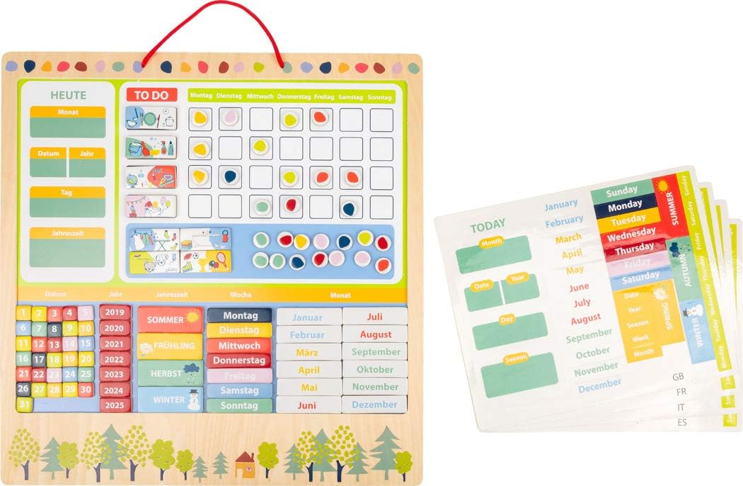 small foot Wochenplaner magnetisch "Educate", Lerntafel aus FSC®100%-Zertifiziertem Holz, Tagesplan