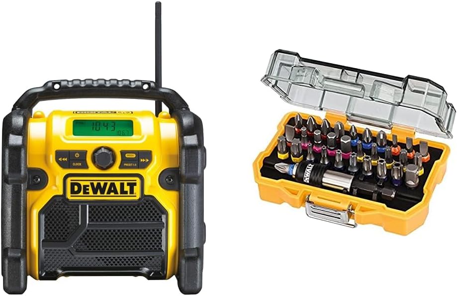 DeWalt Akku- und Netz-Radio/Baustellen-Radio (DAB(DAB(+)/FM Stereo/FM & 32-TLG. Schrauberbit-Set