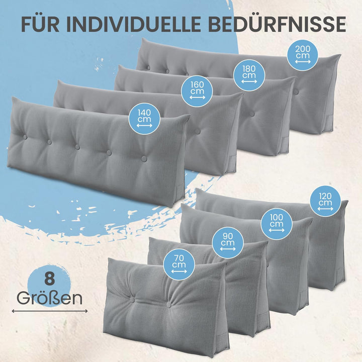 ELONEO Rückenkissen 90 cm breit, Keilkissen für Bett und Sofa geeignet, dreieckiges Lesekissen, Kiss