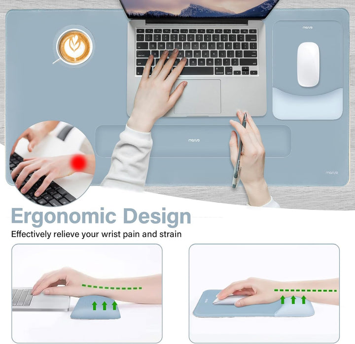 MOSISO Tastatur Mauspad Set, Grosses Schreibtischunterlage Desk Mat &amp; Rechteckige Handballenauflage