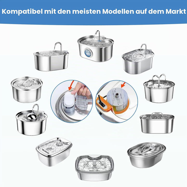 Ersatzfilter für TOMXCUTE Katzenbrunnen Edelstahl, 24 Stück Kohlefilter und 24 Stück Vorfilterschwam
