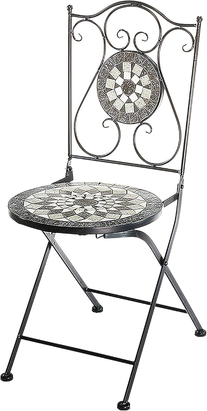 Kobolo Gartenstuhl Klappstuhl Mosaikstuhl Metallstuhl - Höhe 88 cm - grau- für Innen- und Aussenbere