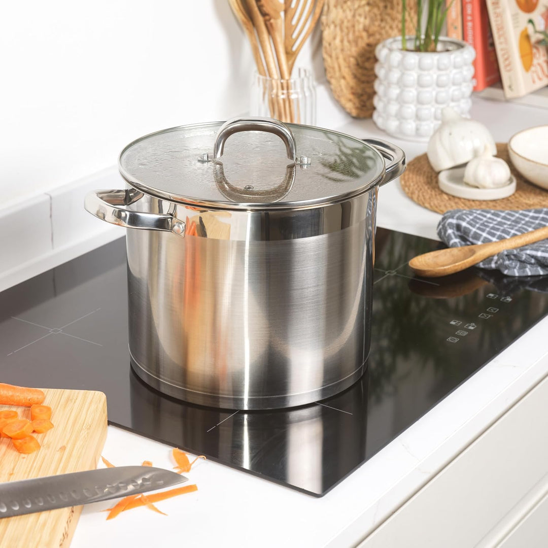 Salter Timeless 24cm Kochtopf - Antihaft-Edelstahl-Kochtopf, 9L, Inklusive Glasdeckel mit Dampfentlü