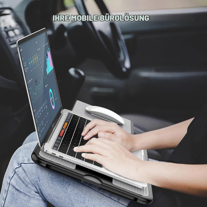 AboveTEK Tragbarer Laptopunterlage mit einklappbarem Mauspad-Tablett Links/rechts, Hitzeschutz Table