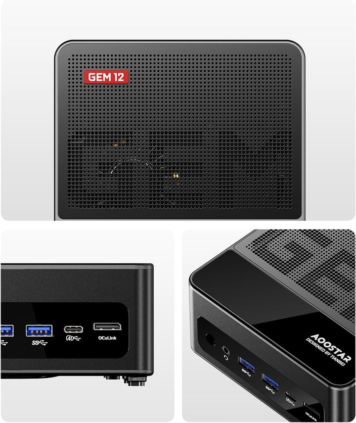 AOOSTAR GEM12 Max 8745HS Mini PC, Ryzen 7 8745HS Gaming PC, 24GB DDR5 RAM 1TB SSD PCIe 4.0, Mini Des